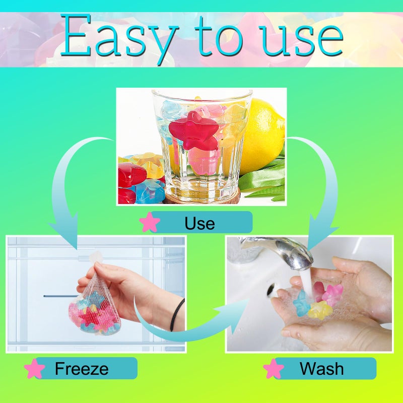 Hapy Shop 40 Pack Reusable Plastic Ice Cubes Star Shape for Drinks Like Whiskey,Wine,Vodka or Beer,Filled With Pure Water,to Keep Your Drink Cold Longer,Assorted Colors - Image 4